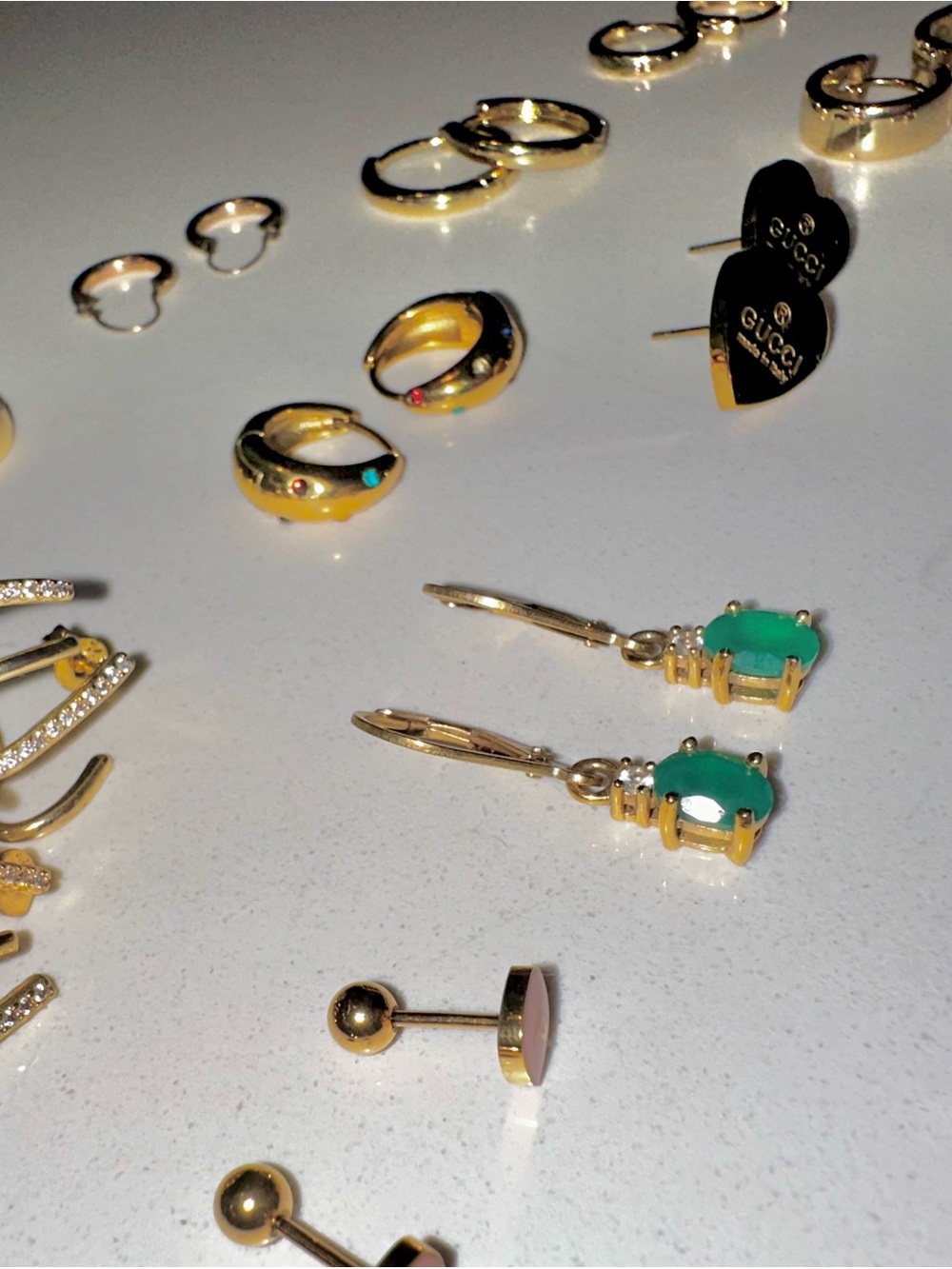 Bundle of 17 Gold-Tone Earrings (12 Pairs + 5 Singles)